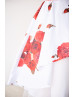 Red Printed Satin Pearl Embellished Knee Length Flower Girl Dress